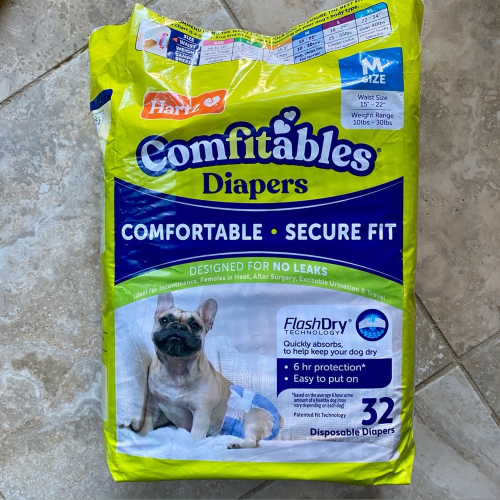 New HARTZ Comfitables Dog Diapers - MEDIUM